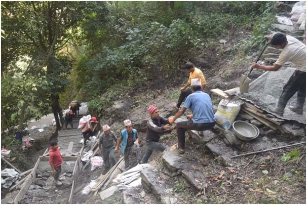 श्रमदान र सहयोग जुटाएर पक्की पदमार्ग